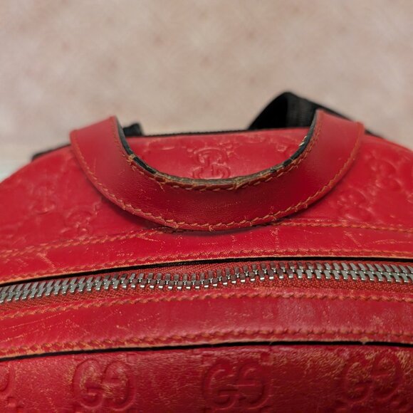 Authentic Red GUCCI Embossed Leather Backpack, Rare Red - Picture 2 of 8